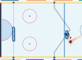 Tischeishockey mit Puck und Spielern an der Stange